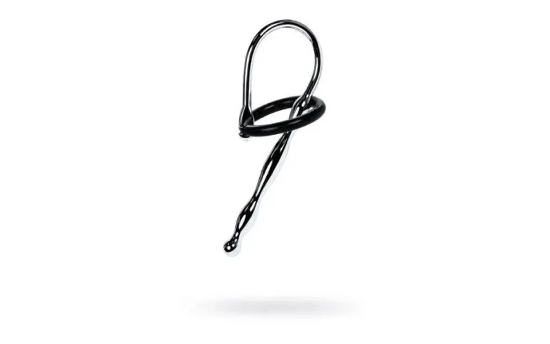 silver urethral plug with black silicone ring