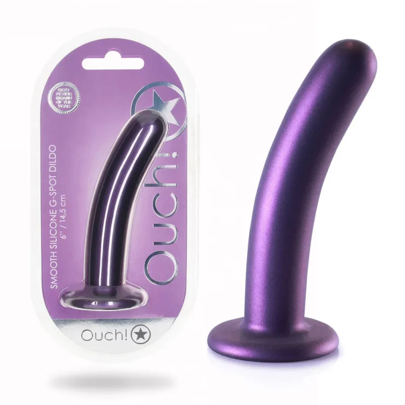 smooth silicone g spot dildo 6 metallic purple 14 5 cm