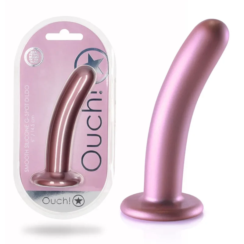 smooth silicone rose gold g spot dildo 6 14 5 cm