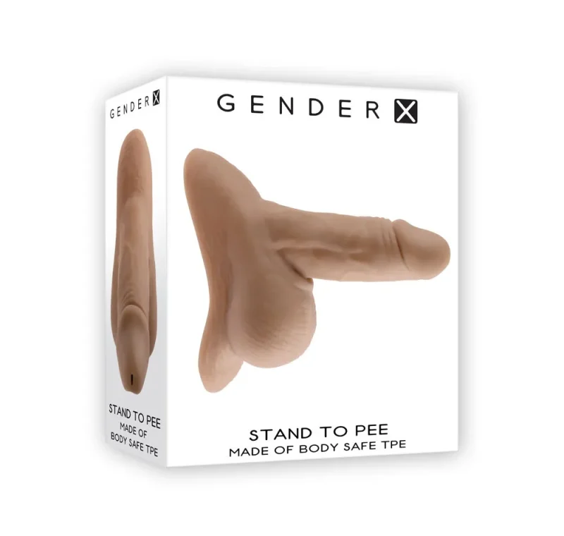 tan realistic stand to pee funnel for gender x medium size