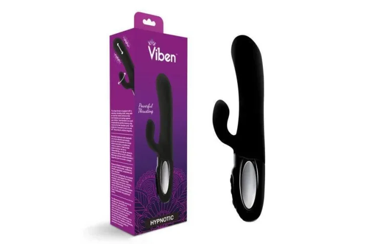 viben hypnotic thrusting rabbit vibrator w swinging clit stim black