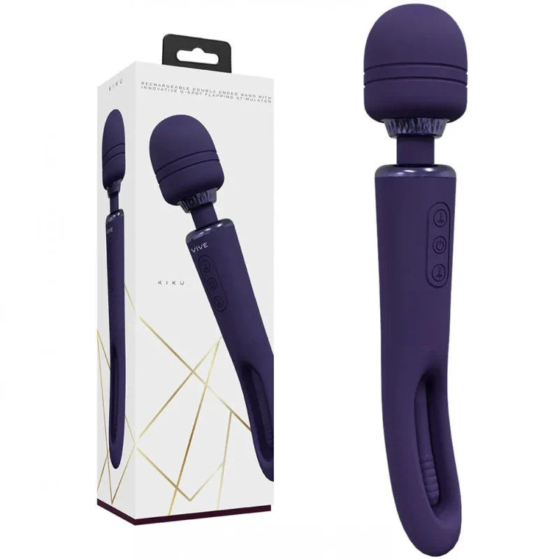 vive kiku purple 25 2cm usb rechargeable massage wand w flapping tip