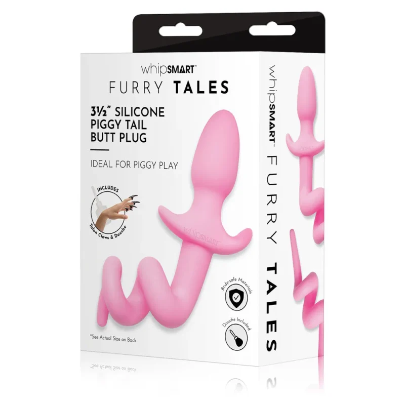 whipsmart 3 5 pink piggy tail silicone butt plug 8 9cm