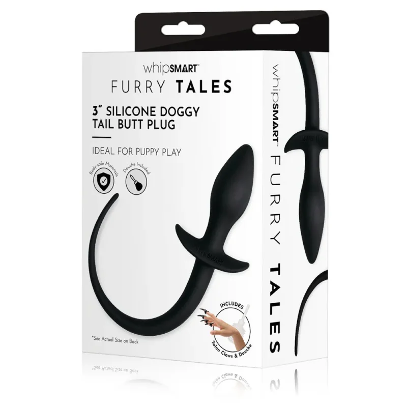 whipsmart 3 silicone doggy tail butt plug black 7 6cm