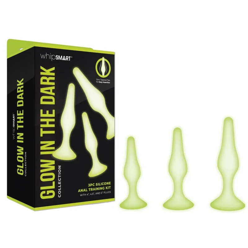 whipsmart glow in dark 3 piece anal training kit 3 size butt plugs