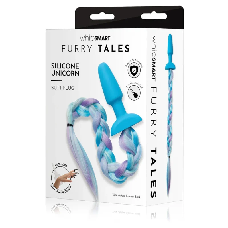 whipsmart silicone unicorn tail butt plug blue 8 9 cm