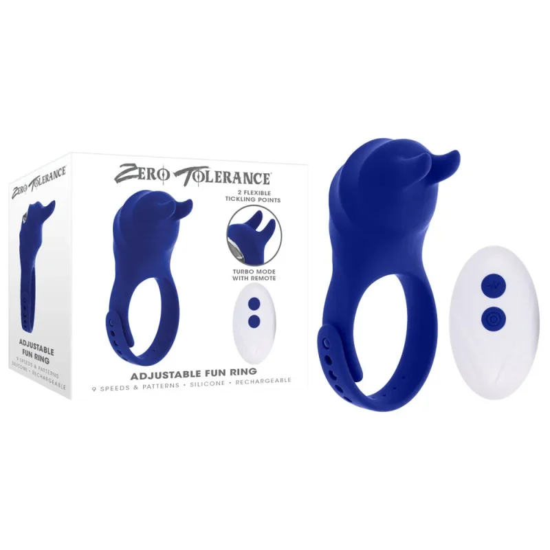 zero tolerance blue usb rechargeable cock ring adjustable wireless remote