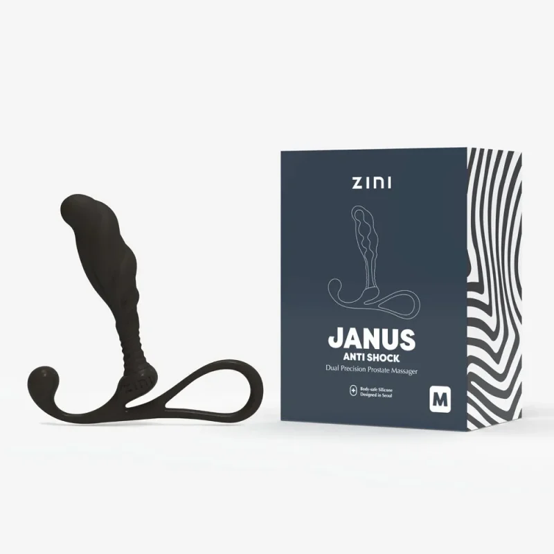 zini janus anti shock black medium prostate massager